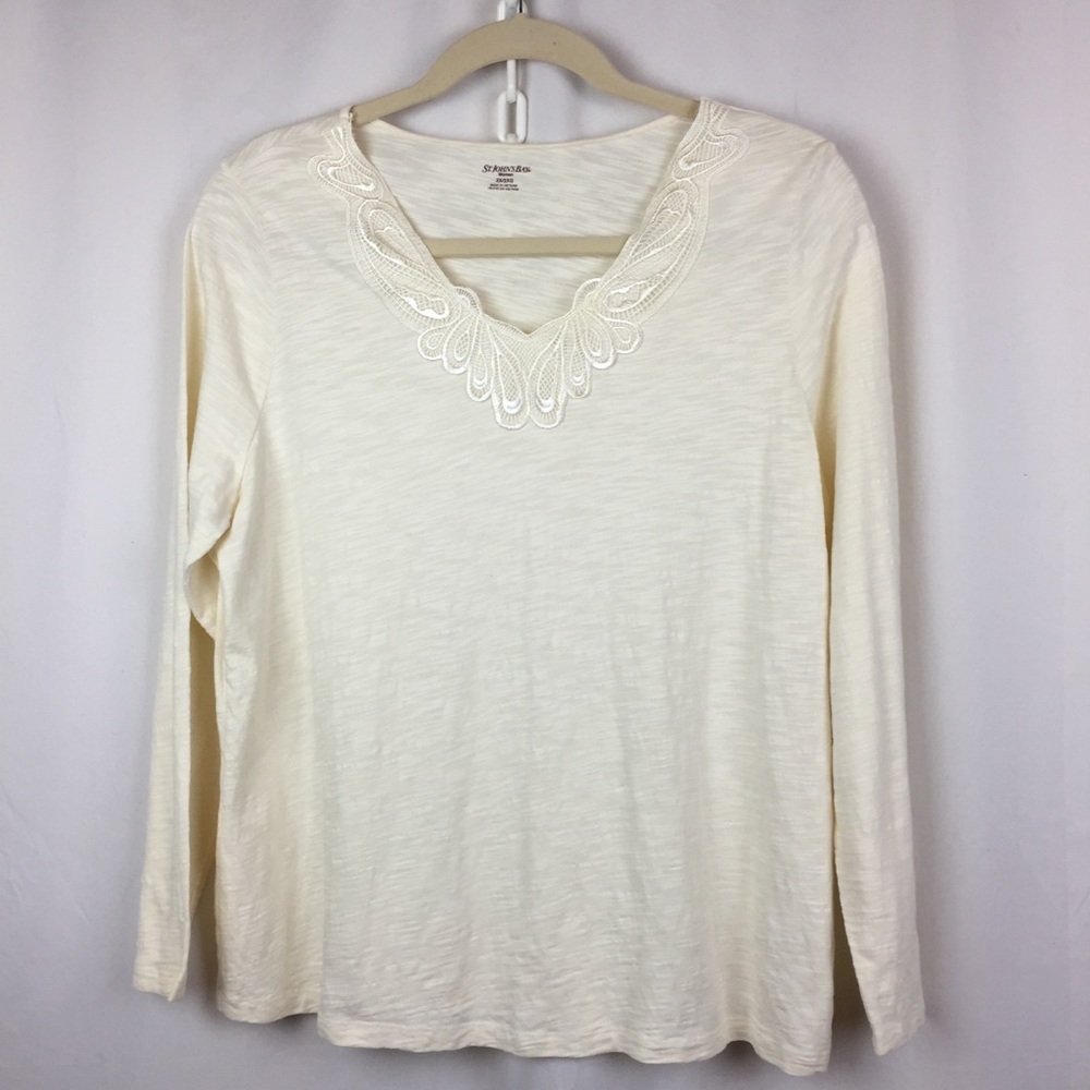 St John’s Bay White Long Sleeve Knit Top, Size 2X